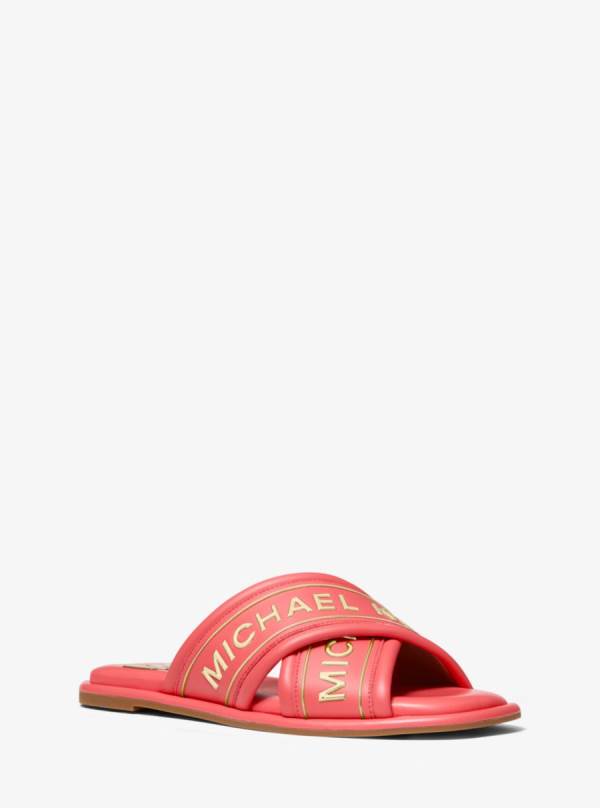 Damske Slapky Michael Kors Gideon Embellished Faux Leather Svetlo Červené - Topanky Michael Kors Akcia | XDASP-0569